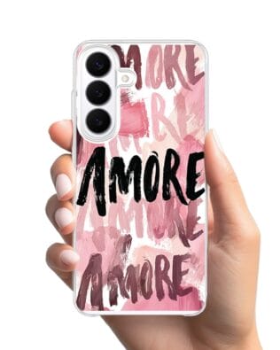 Etui do Samsung Galaxy S26 z MagSafe przeźroczyste, silikonowe Flexi, Positive Vibes, Amore Amore