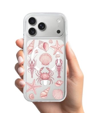 Etui do iPhone 17 Pro z MagSafe przeźroczyste, silikonowe Flexi, Summer Patterns, krewetkowy róż