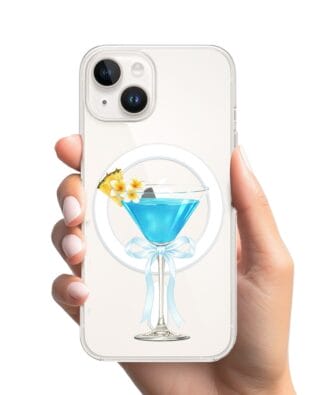 Etui do iPhone 14 Plus z MagSafe przeźroczyste, silikonowe Flexi, Paradise, Blue Hawaii