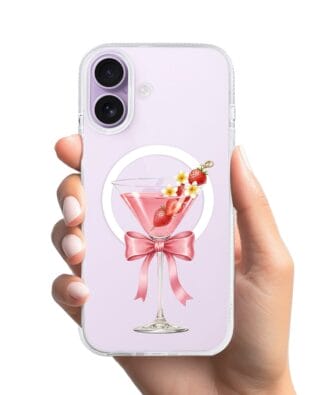 Etui do iPhone 17 z MagSafe przeźroczyste, silikonowe Flexi, Paradise, Strawberry Martini