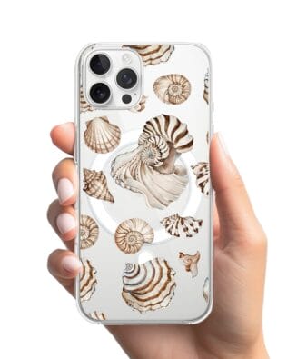 Etui do iPhone 12 Pro z MagSafe przeźroczyste, silikonowe Flexi, Summer Patterns, ozdobne muszle