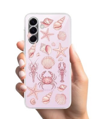 Etui do Samsung Galaxy A57 przeźroczyste, silikonowe Flexi, Summer Patterns, krewetkowy róż