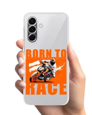 Etui do Samsung Galaxy A57 przeźroczyste, silikonowe Flexi, Bikers, Ścigacz