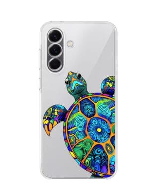 Etui do Samsung Galaxy A57 przeźroczyste, silikonowe Flexi, Dzika Mandala, Żółw