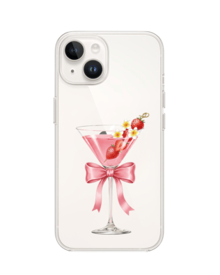 Etui do iPhone 14 Plus przeźroczyste, silikonowe Flexi, Paradise, Strawberry Martini