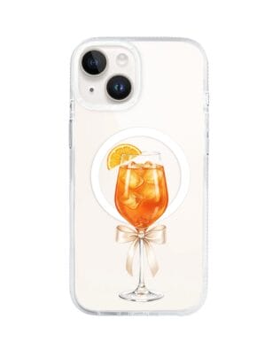 Etui do iPhone 14 z MagSafe przeźroczyste, silikonowe Flexi, Paradise, Aperol Spritz
