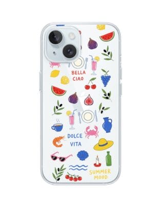 Etui do iPhone 15 Plus przeźroczyste, silikonowe Flexi, Italian Summer, kolorowe wakacje