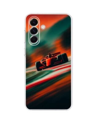 Etui do Samsung Galaxy A57 przeźroczyste, silikonowe Flexi, Szybkie Auta, Wyścig F1