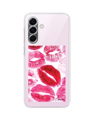 Etui do Samsung Galaxy A57 przeźroczyste, silikonowe Flexi, pocałunki z napisem „love”