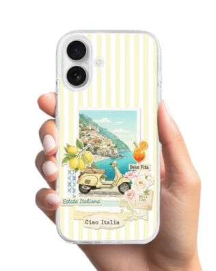 Etui do iPhone 16 z MagSafe przeźroczyste, silikonowe Flexi, Italian Summer, Ciao Italia