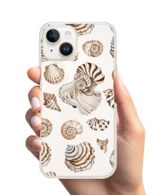 Etui do iPhone 14 przeźroczyste, silikonowe Flexi, Summer Patterns, ozdobne muszle