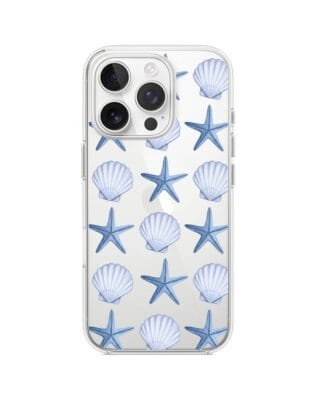 Etui do iPhone 13 Pro Max przeźroczyste, silikonowe Flexi, Summer Patterns, niebieskie rozgwiazdy