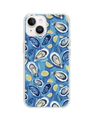 Etui do iPhone 14 Plus z MagSafe przeźroczyste, silikonowe Flexi, Summer Patterns, ostrygi z cytrynką