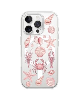 Etui do iPhone 15 Pro Max z MagSafe przeźroczyste, silikonowe Flexi, Summer Patterns, krewetkowy róż