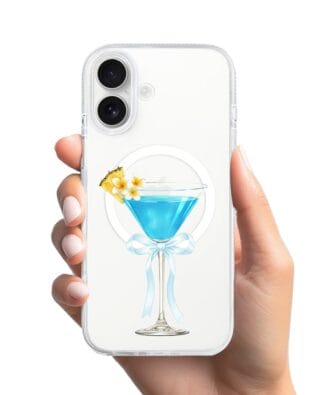Etui do iPhone 16 z MagSafe przeźroczyste, silikonowe Flexi, Paradise, Blue Hawaii