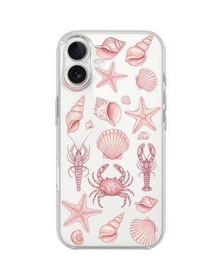 Etui do iPhone 16 przeźroczyste, silikonowe Flexi, Summer Patterns, krewetkowy róż