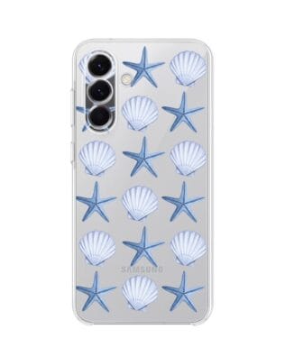 Etui do Samsung Galaxy A57 przeźroczyste, silikonowe Flexi, Summer Patterns, niebieskie rozgwiazdy