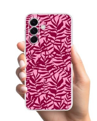 Etui do Samsung Galaxy A57 przeźroczyste, silikonowe Flexi, bordowe liście