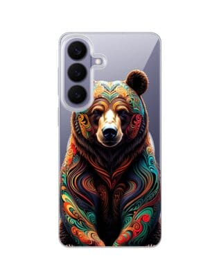 Etui do Samsung Galaxy S26 z MagSafe przeźroczyste, silikonowe Flexi, Dzika Mandala, Niedźwiedź