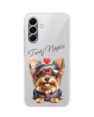 Etui do Samsung Galaxy A57 przeźroczyste, silikonowe Flexi, Puppy Love, pies rasy York