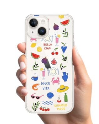 Etui do iPhone 13 Mini przeźroczyste, silikonowe Flexi, Italian Summer, kolorowe wakacje