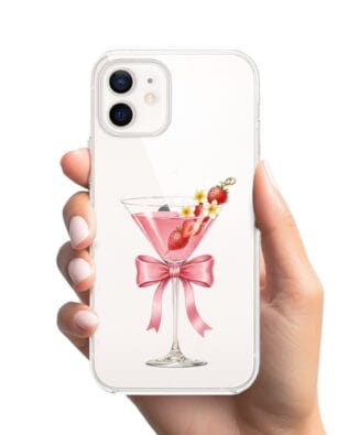 Etui do iPhone 12 przeźroczyste, silikonowe Flexi, Paradise, Strawberry Martini