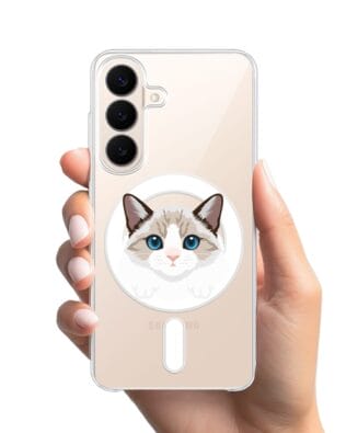 Etui do Samsung Galaxy S26 Plus z MagSafe przeźroczyste, silikonowe Flexi, kot birmański