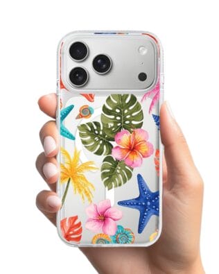 Etui do iPhone 17 Pro z MagSafe przeźroczyste, silikonowe Flexi, Summer Patterns, tropikalny wzór