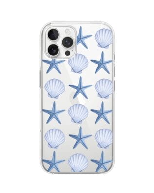 Etui do iPhone 12 Pro Max przeźroczyste, silikonowe Flexi, Summer Patterns, niebieskie rozgwiazdy