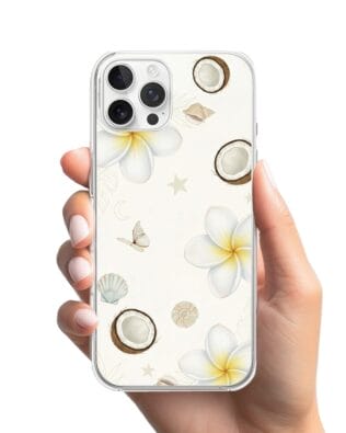 Etui do iPhone 12 Pro Max z MagSafe przeźroczyste, silikonowe Flexi, Summer Patterns, hawajskie kokosy