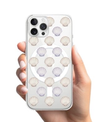 Etui do iPhone 12 Pro Max z MagSafe przeźroczyste, silikonowe Flexi, Summer Patterns, pastelowe muszelki