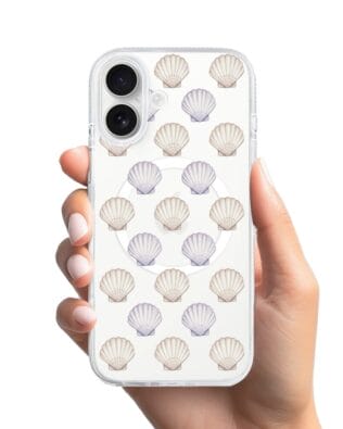 Etui do iPhone 16 z MagSafe przeźroczyste, silikonowe Flexi, Summer Patterns, pastelowe muszelki