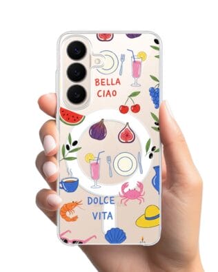 Etui do Samsung Galaxy S26 Plus z MagSafe przeźroczyste, silikonowe Flexi, Italian Summer, kolorowe wakacje