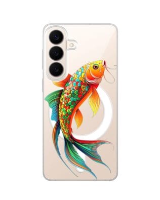 Etui do Samsung Galaxy S26 Plus z MagSafe przeźroczyste, silikonowe Flexi, Dzika Mandala, Złota ryba