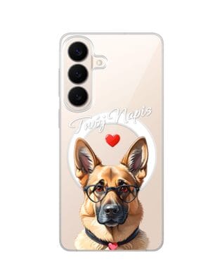 Etui do Samsung Galaxy S26 Plus z MagSafe przeźroczyste, silikonowe Flexi, Puppy Love, pies rasy Owczarek Niemiecki