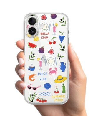 Etui do iPhone 17 przeźroczyste, silikonowe Flexi, Italian Summer, kolorowe wakacje