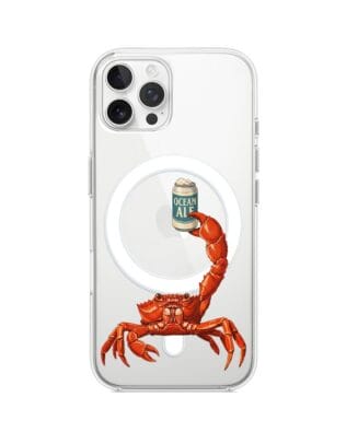 Etui do iPhone 12 Pro Max z MagSafe przeźroczyste, silikonowe Flexi, Paradise, krab z piwem