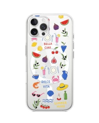 Etui do iPhone 12 Pro Max z MagSafe przeźroczyste, silikonowe Flexi, Italian Summer, kolorowe wakacje