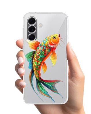 Etui do Samsung Galaxy A57 przeźroczyste, silikonowe Flexi, Dzika Mandala, Złota ryba