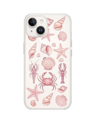 Etui do iPhone 14 przeźroczyste, silikonowe Flexi, Summer Patterns, krewetkowy róż