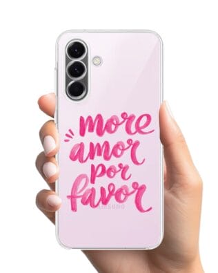 Etui do Samsung Galaxy A57 przeźroczyste, silikonowe Flexi, Positive Vibes, More amore per favore