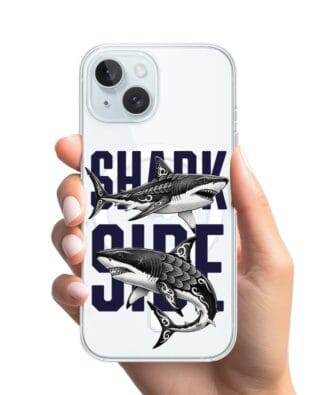 Etui do iPhone 15 Plus z MagSafe przeźroczyste, silikonowe Flexi, Summer Patterns, Shark side