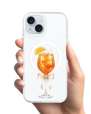 Etui do iPhone 15 z MagSafe przeźroczyste, silikonowe Flexi, Paradise, Aperol Spritz