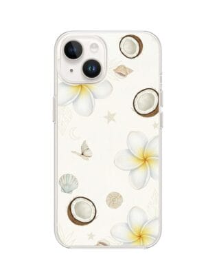 Etui do iPhone 14 przeźroczyste, silikonowe Flexi, Summer Patterns, hawajskie kokosy