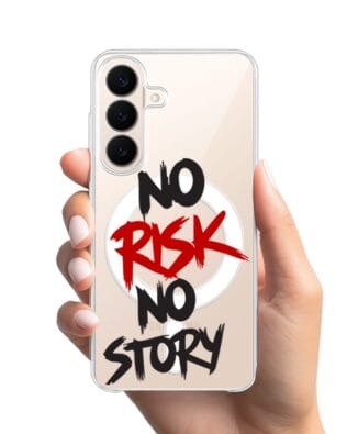 Etui do Samsung Galaxy S26 z MagSafe przeźroczyste, silikonowe Flexi, Positive Vibes, No Risk No Story
