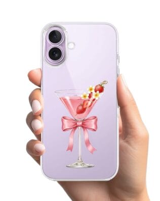 Etui do iPhone 17 przeźroczyste, silikonowe Flexi, Paradise, Strawberry Martini