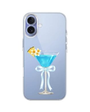 Etui do iPhone 17 przeźroczyste, silikonowe Flexi, Paradise, Blue Hawaii