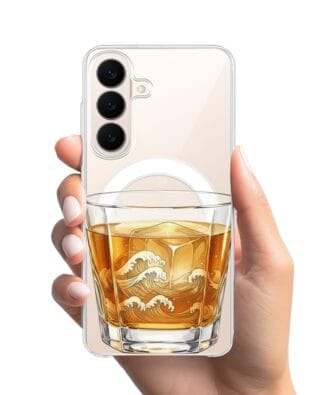 Etui do Samsung Galaxy S26 Plus z MagSafe przeźroczyste, silikonowe Flexi, Paradise, Whiskey on the rocks