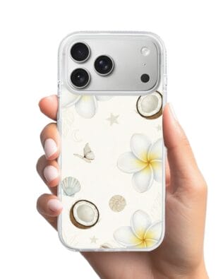 Etui do iPhone 17 Pro Max z MagSafe przeźroczyste, silikonowe Flexi, Summer Patterns, hawajskie kokosy