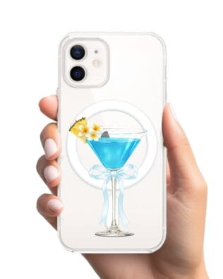 Etui do iPhone 12 Mini z MagSafe przeźroczyste, silikonowe Flexi, Paradise, Blue Hawaii